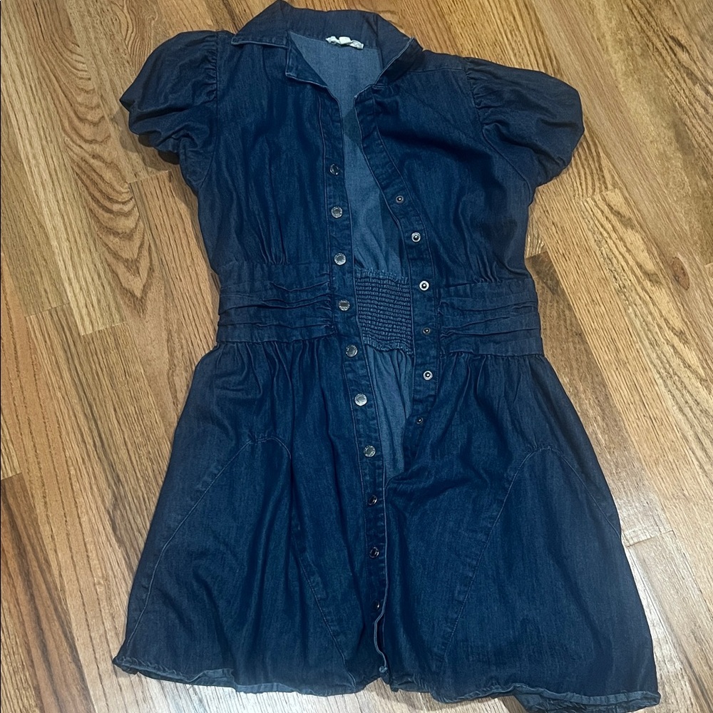 Entro Navy Button-Up Mini Dress